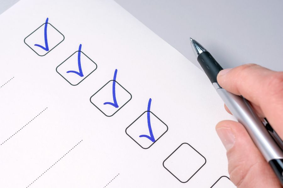 food x ray equipment checklist with blue check