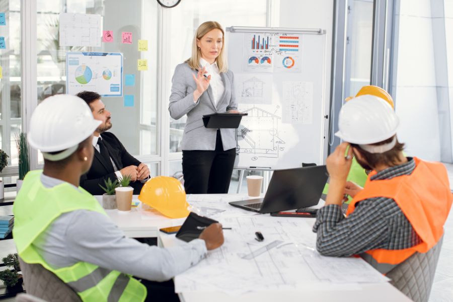 maintenance team having discussion during meeting