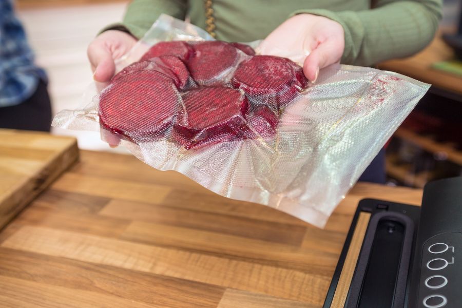 food in damaged vacuum sealed packaging