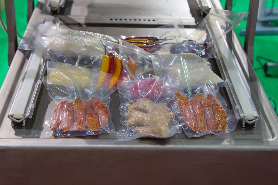 vacuum sealed meat and vegetables