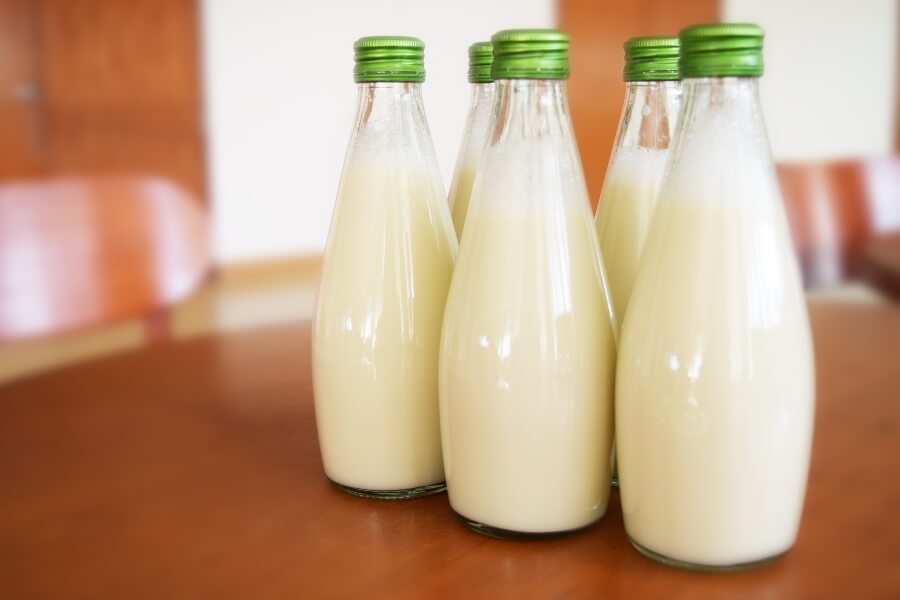 bottles of milk