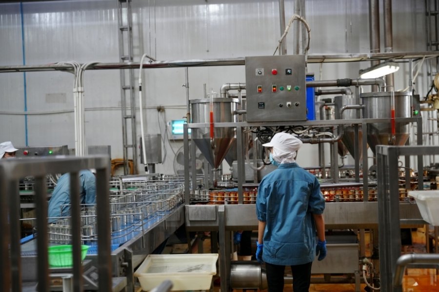 a running food production line