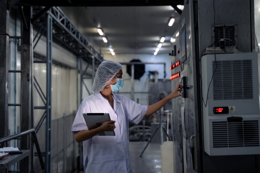 food engineer monitoring a system